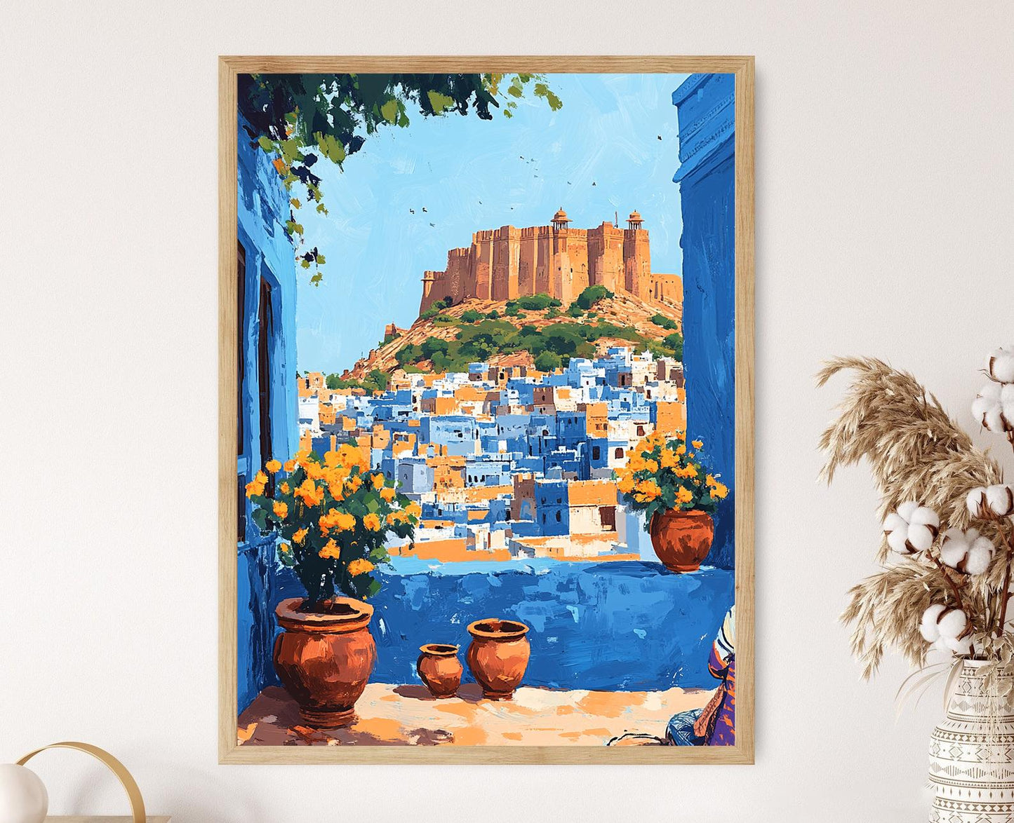 Affiche Jodhpur – Poster Art Culturelle Indienne, Vue sur le Fort Mehrangarh