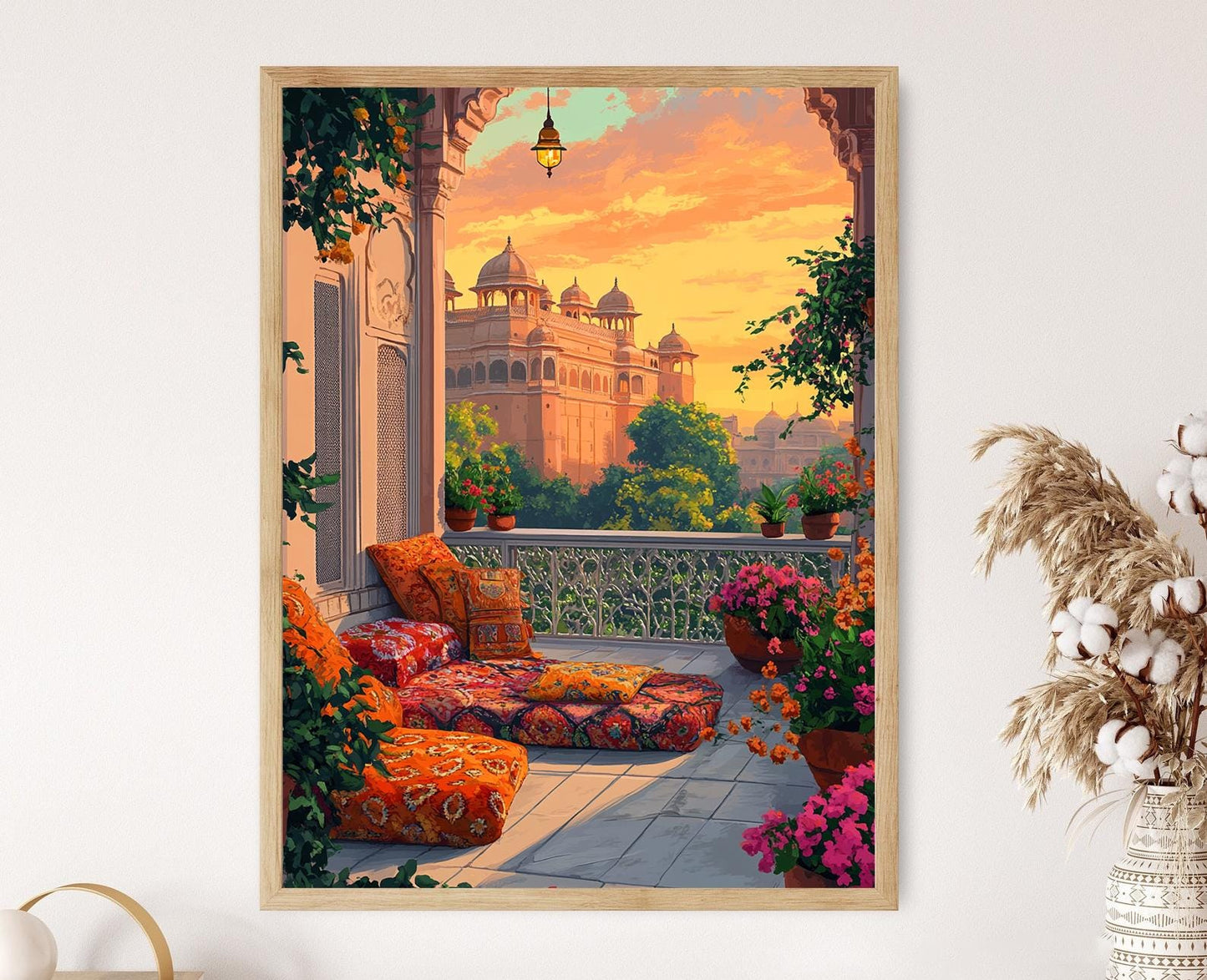 Affiche Jaipur Terrace – Poster Art Indien avec Vue Hawa Mahal