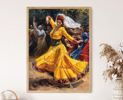 Affiche Danse Folk Kurde – Impression Artiste pour Décoration Salon