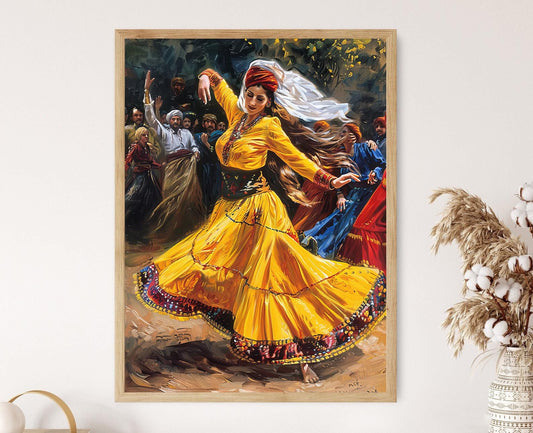Affiche Danse Folk Kurde – Impression Artiste pour Décoration Salon