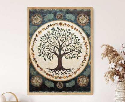 Affiche Arbre de Vie Iroquois – Poster Art Tribal Amérindien Décor Nature