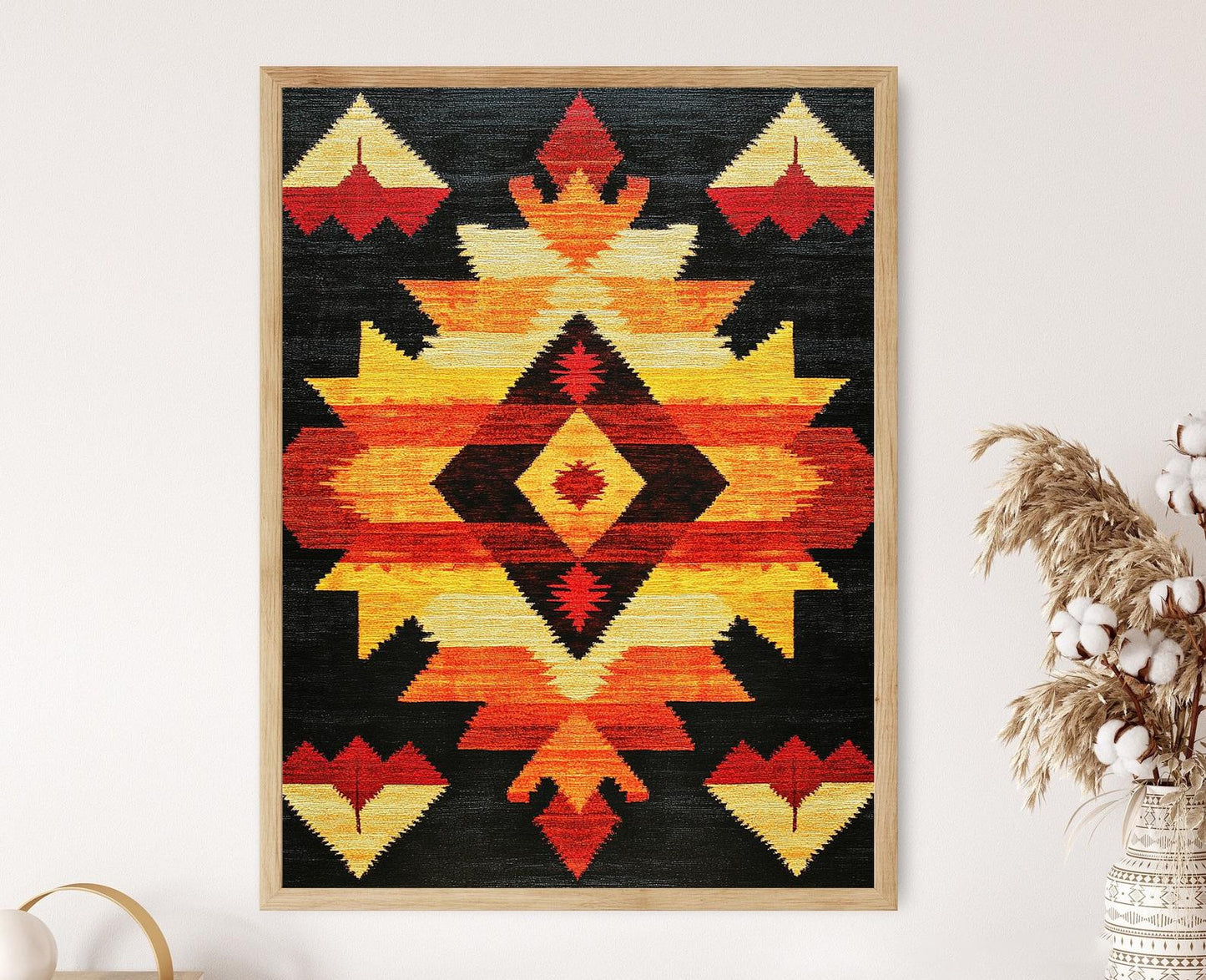 Affiche Motif Feu Apache – Poster Art Tribal Amérindien Décor Flamme