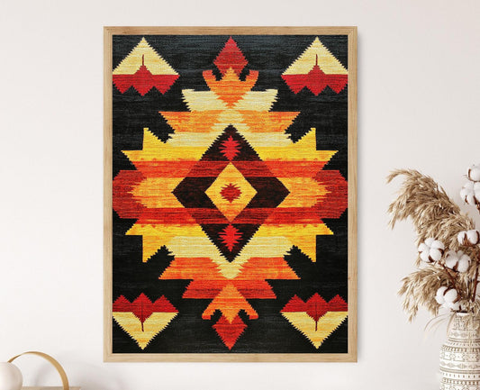 Affiche Motif Feu Apache – Poster Art Tribal Amérindien Décor Flamme