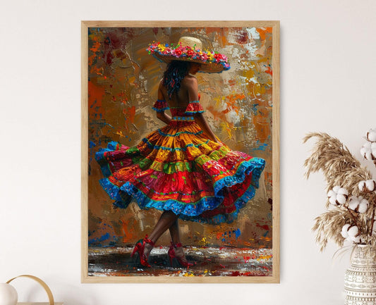 Affiche Palenquera Colombienne – Poster Peinture Latina Colorée