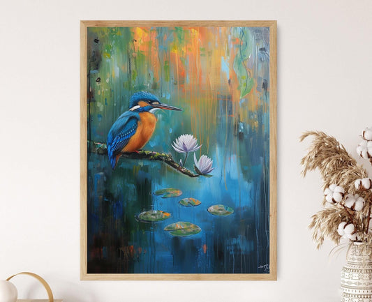 Affiche Martin-pêcheur – Peinture Aquarelle, Art Animalier Écologique