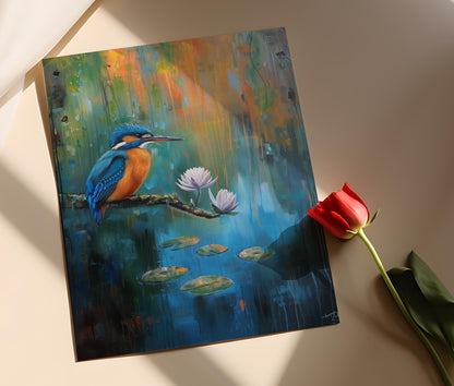 Affiche Martin-pêcheur – Peinture Aquarelle, Art Animalier Écologique