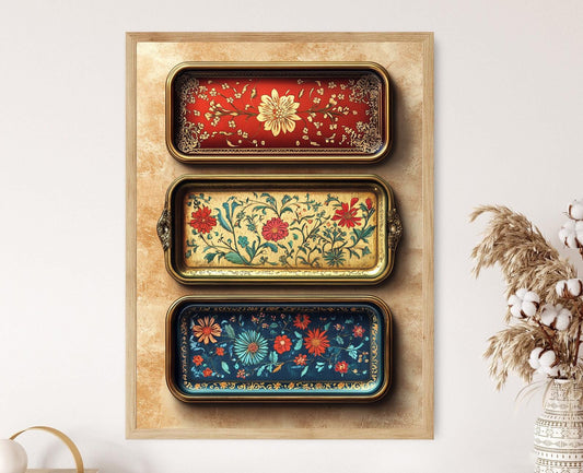 Affiche Art de Plateau en Laiton Afghan – Décor Traditionnel et Culturel