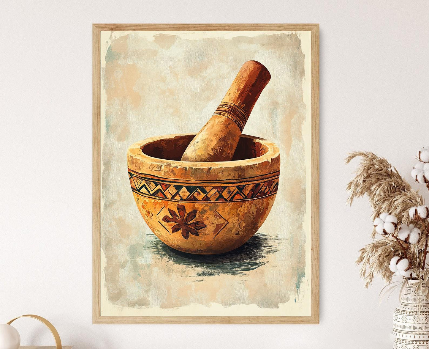 Affiche Mortier et Pilon Afghan – Art Culinaire Traditionnel