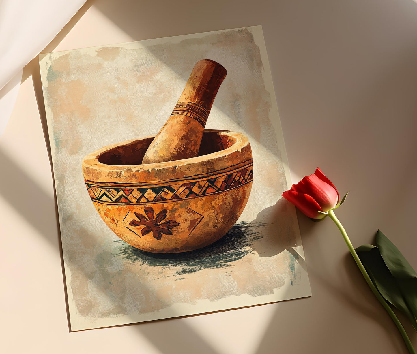 Affiche Mortier et Pilon Afghan – Art Culinaire Traditionnel