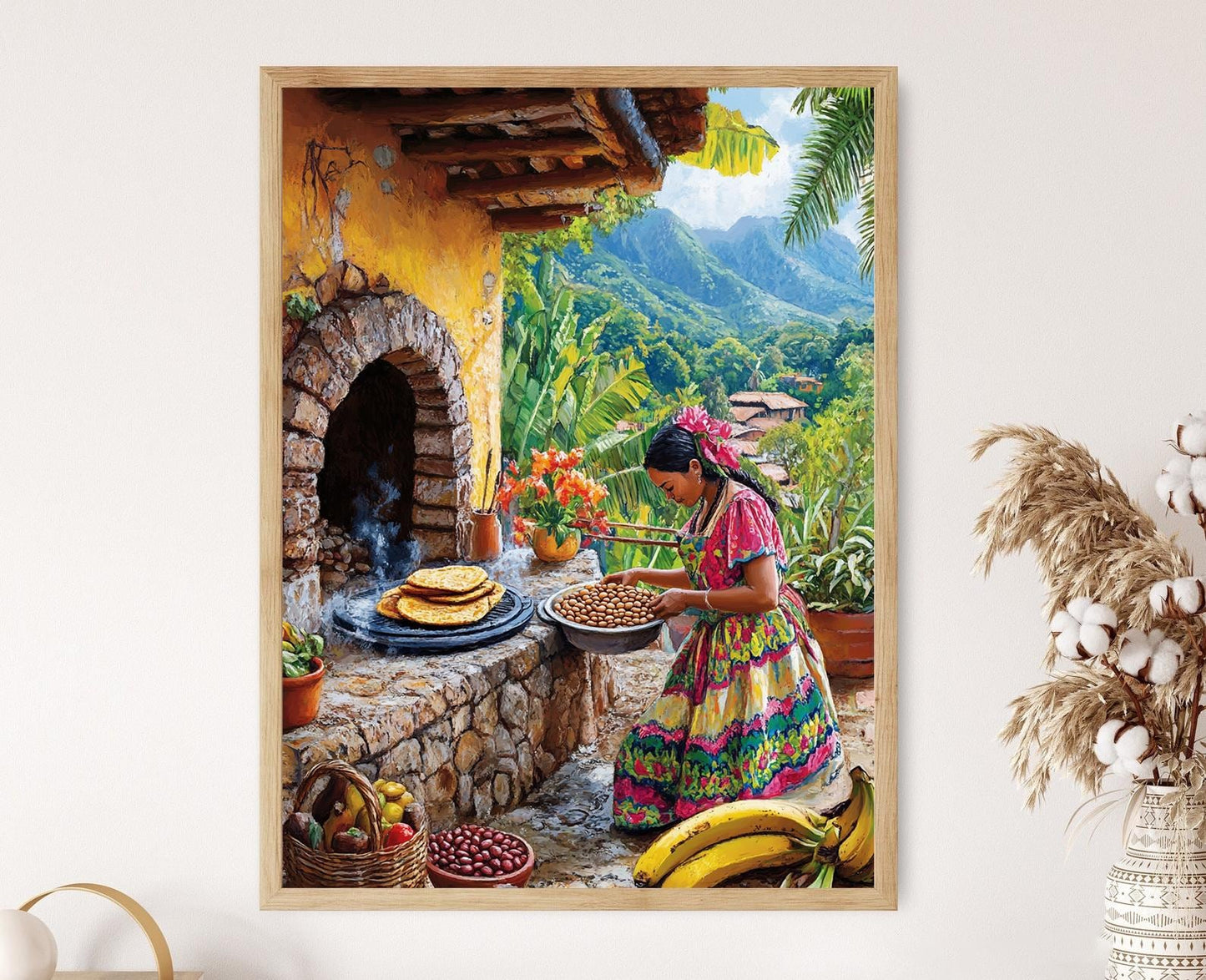 Affiche Vie Culturelle – Illustration d'une Femme Hondurienne Cuisinant