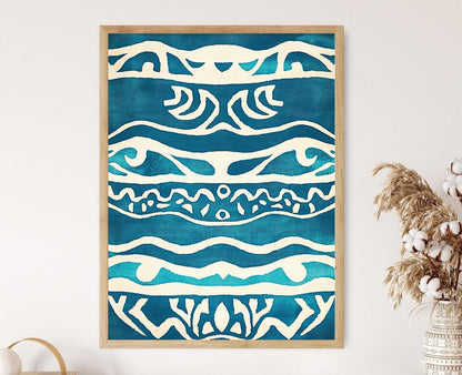 Affiche Motif Zuni – Poster Art Déco Amérindien Turquoise