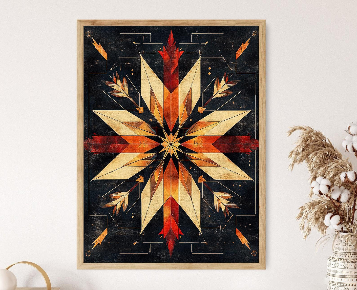 Affiche Étoile Cherokee – Poster Motif Amérindien Éclatant