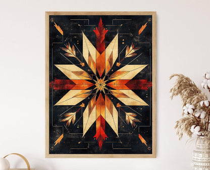 Affiche Étoile Cherokee – Poster Motif Amérindien Éclatant