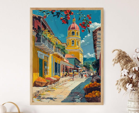 Affiche Cathédrale de Grenade – Impression Art de Rue Vivante et Artisanat Nicaraguayen