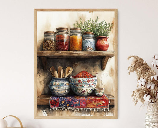 Affiche Épices Iraniens Rustiques – Art Print Décor de Cuisine Traditionnelle