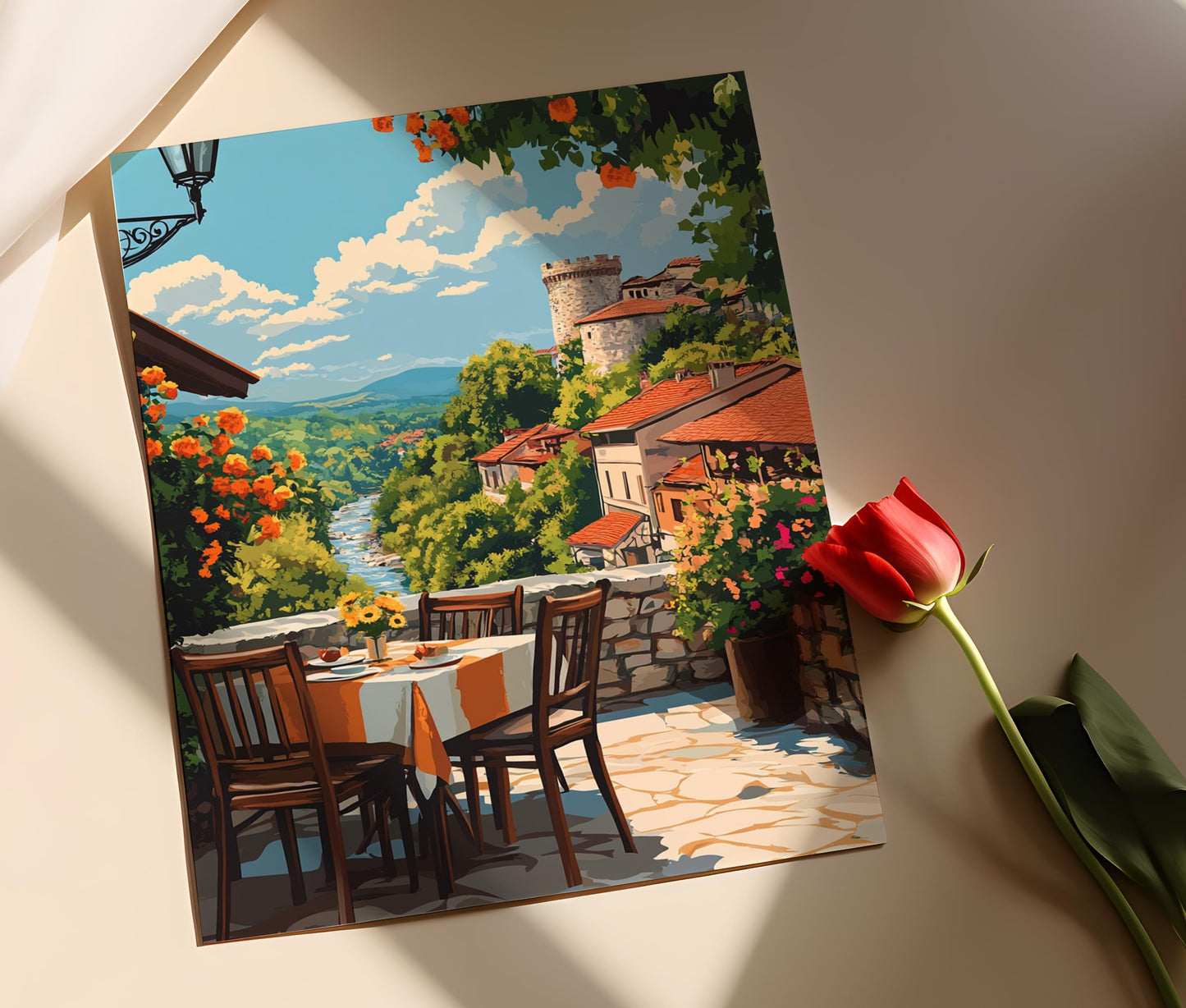 Affiche Veliko Tarnovo – Poster Art rétro bulgare avec vue panoramique