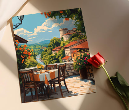 Affiche Veliko Tarnovo – Poster Art rétro bulgare avec vue panoramique