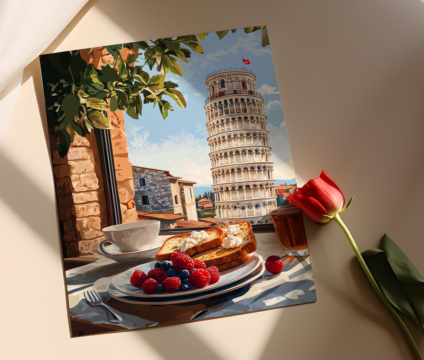 Affiche Table de Petit-Déjeuner Pisa – Art Culinaire Italien