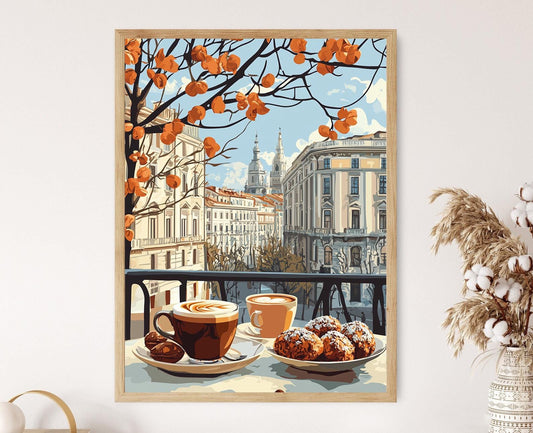 Affiche Table de Petit-Déjeuner à Turin – Art de la Cuisine Italienne