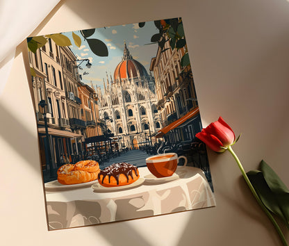 Affiche Petit-Déjeuner Milan – Art de Cuisine Italienne Traditionnelle