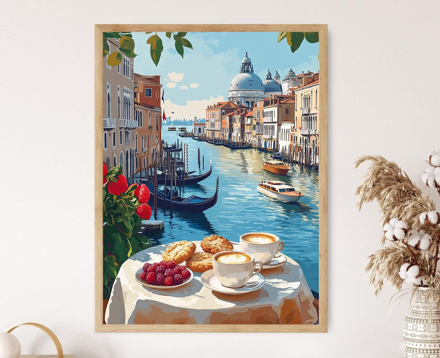 Affiche Venise – Impression Art de Table avec Délicieuses Spécialités Italiennes