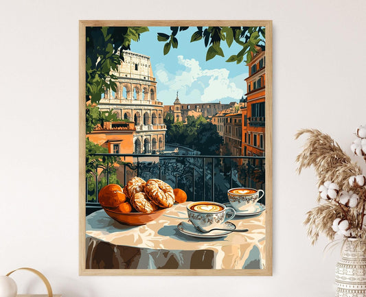 Affiche Petit-Déjeuner Romain – Art Culinaire Traditionnel Italien