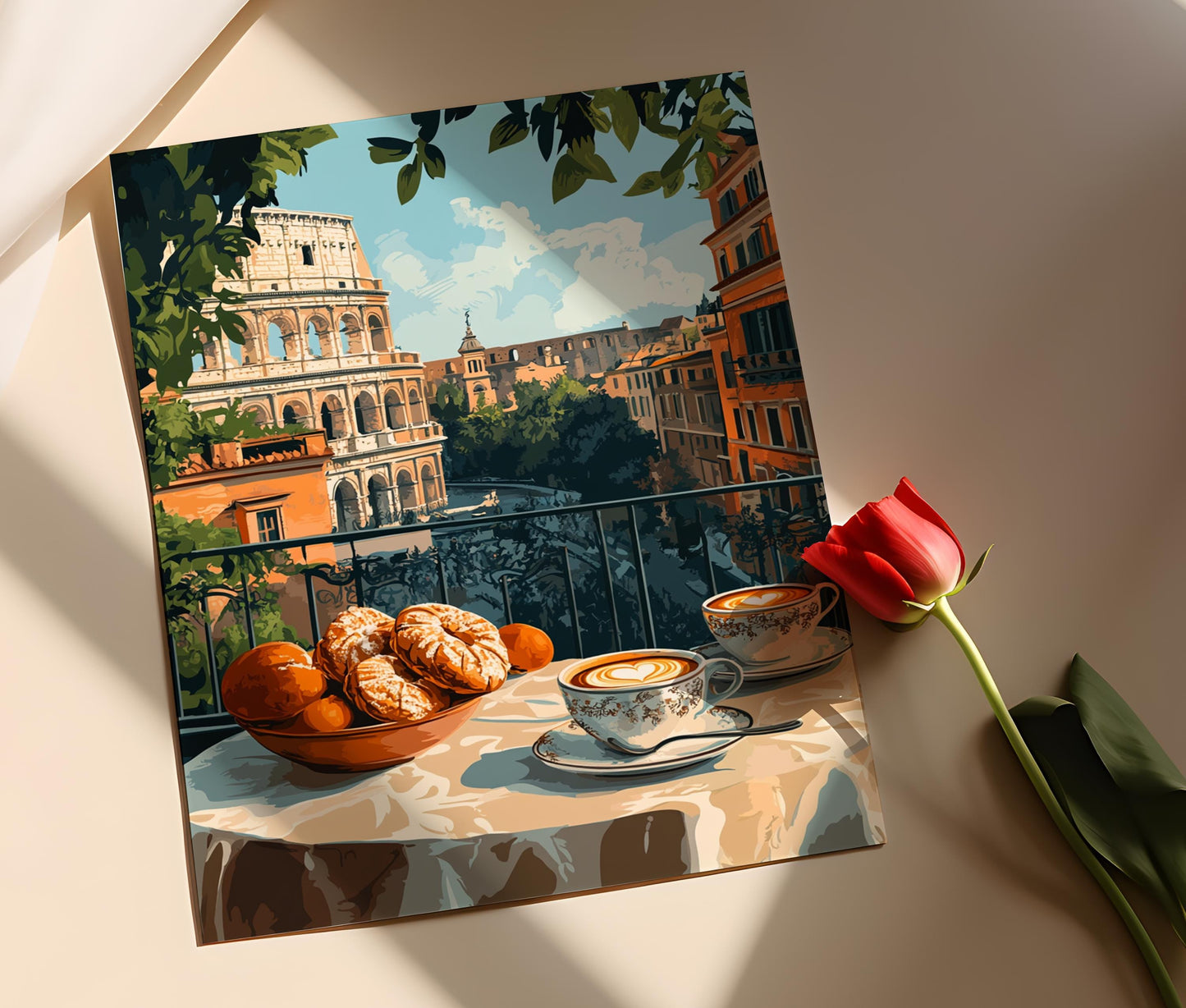 Affiche Petit-Déjeuner Romain – Art Culinaire Traditionnel Italien