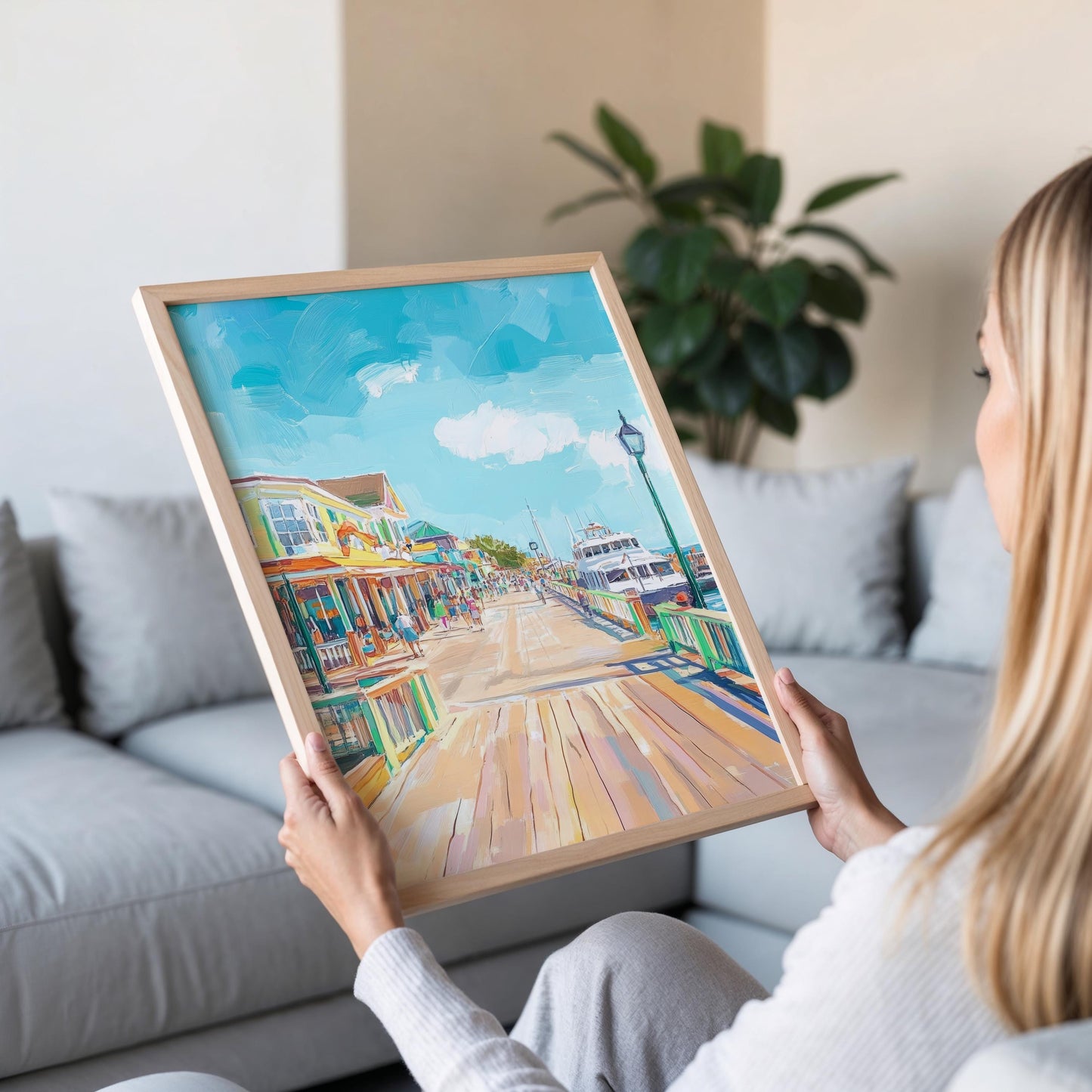 Affiche Côte Océane – Illustration Colorée de la Promenade Maritime