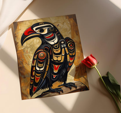 Affiche Totem Corbeau Haida – Art Indigène du Nord-Ouest Pacifique