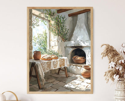 Affiche Cuisine Libanaise Rustique – Illustration Four à Pierre et Pain