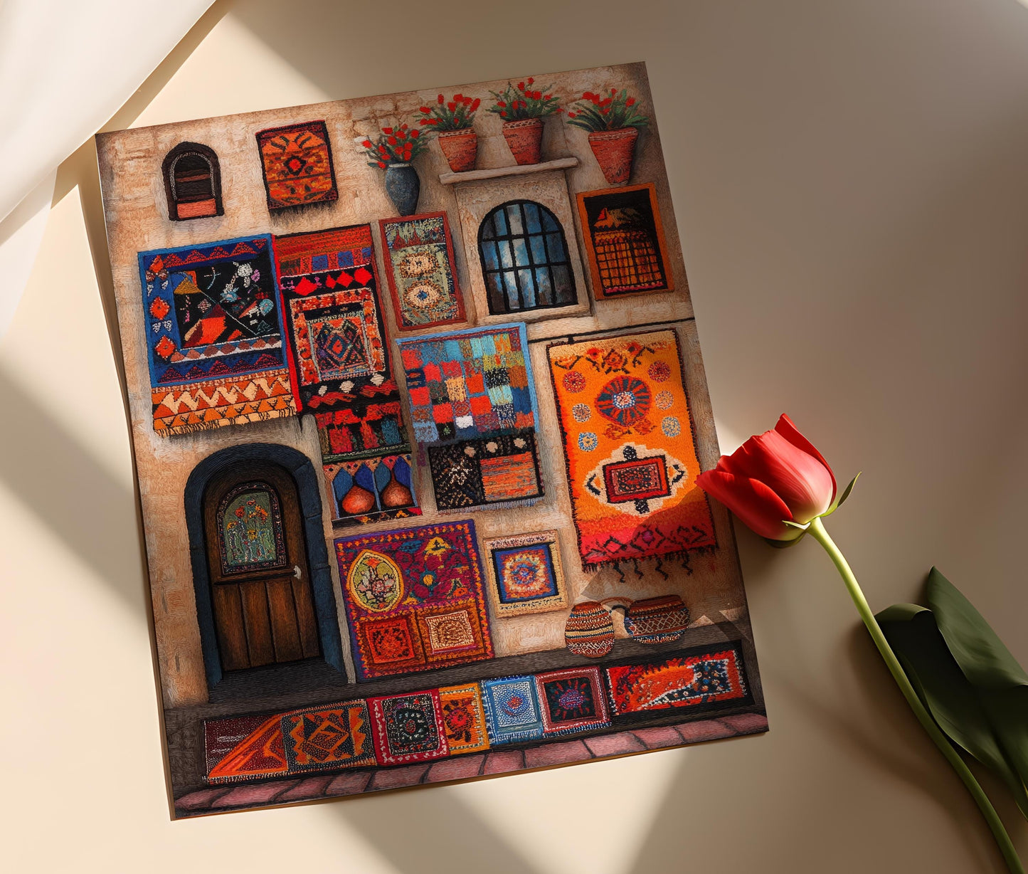 Affiche Tapis Palestinien – Impression Art, Textiles Tissés à la Main