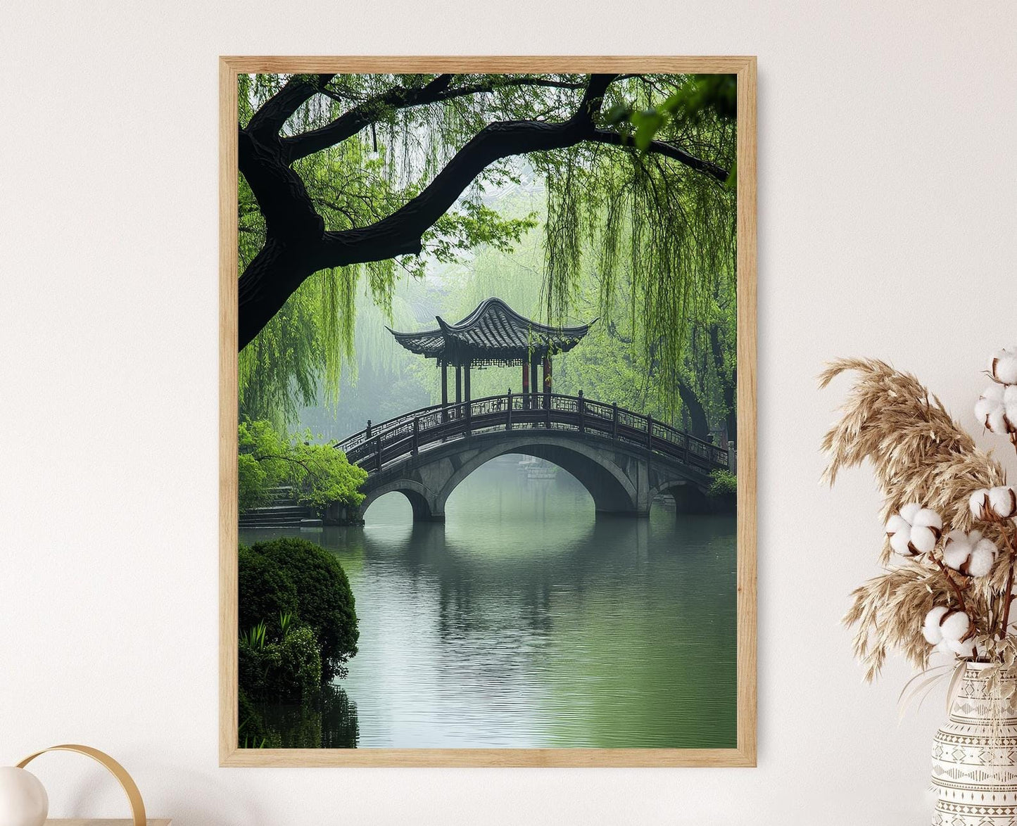 Affiche Yangzhou – Imprimé élégant des ponts sur l'eau sereine