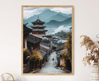 Affiche Vieille Ville de Dali – Poster Architecture Bai Traditionnelle