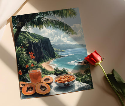 Affiche Molokai – Impression Art de Petit-Déjeuner Hawaïenne