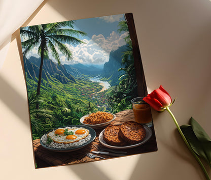 Affiche Île de Big Island – Art Print Petit-déjeuner Hawaïen Traditionnel