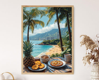 Affiche Oahu – Art mural sur la cuisine hawaïenne traditionnelle