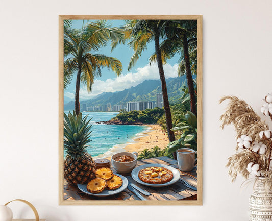 Affiche Oahu – Art mural sur la cuisine hawaïenne traditionnelle