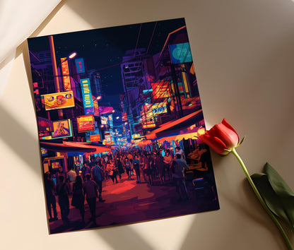 Affiche Pattaya – Poster Art de la Rue, Lumières Néon, Énergie Nocturne