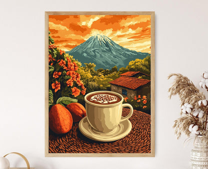 Affiche Chocolat Chaud Rustique – Art Héritage Volcanique du Nicaragua