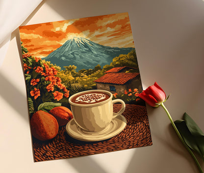 Affiche Chocolat Chaud Rustique – Art Héritage Volcanique du Nicaragua
