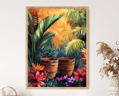 Affiche Panier en Feuilles de Banane – Art Africain Unique