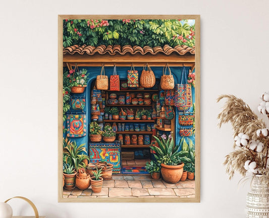 Affiche Artisanale Salvadorienne – Impression d'Art de Sacs et Pots en Argile