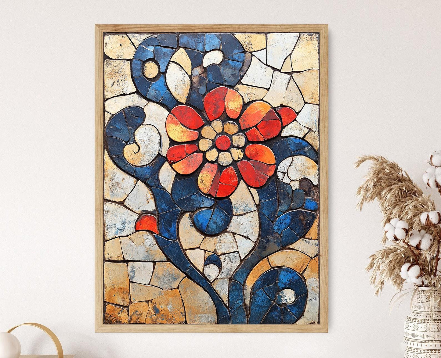 Affiche en Mosaïque Syrienne – Art Murale Traditionnelle du Moyen-Orient