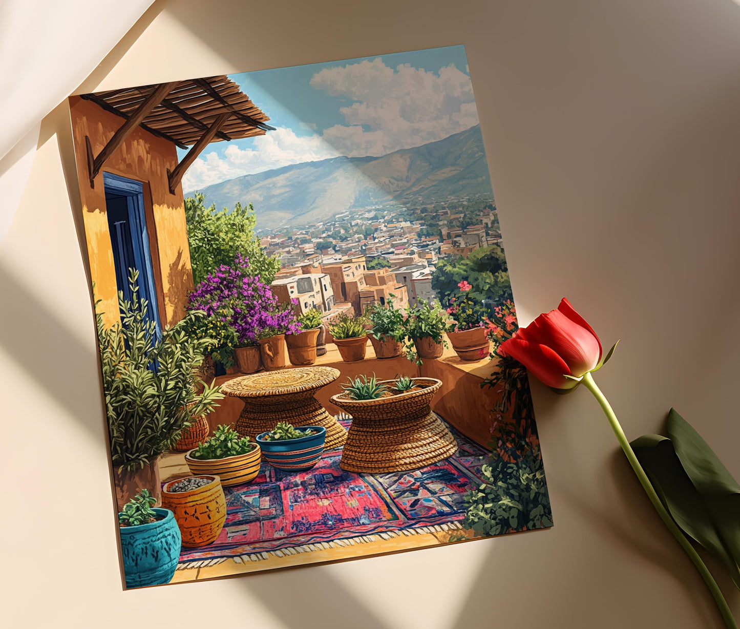 Affiche Éthiopienne – Poster Art de Terrasse avec Bol Céramique