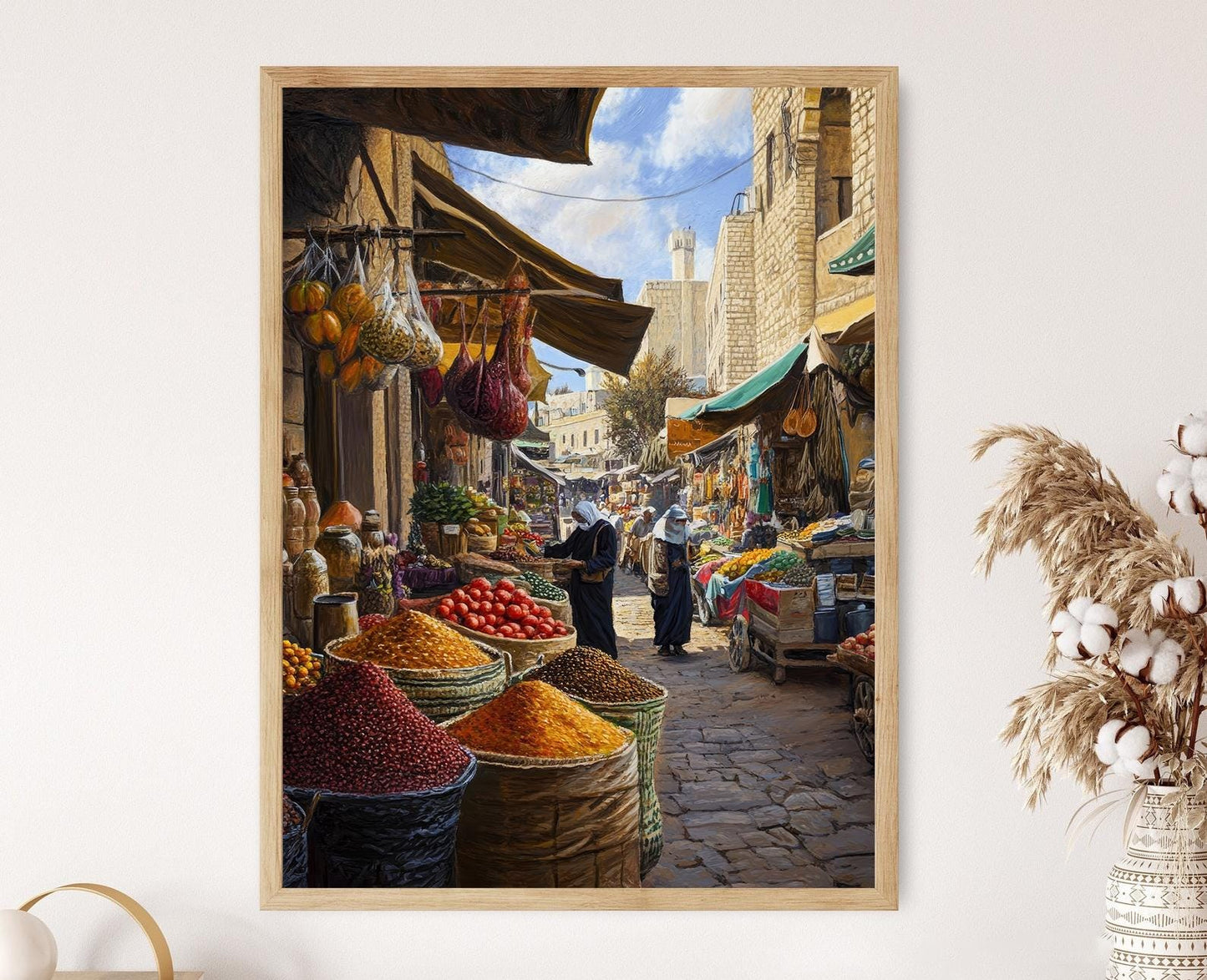 Affiche Marché de Ramallah – Imprimé Art, Produits Frais & Épices