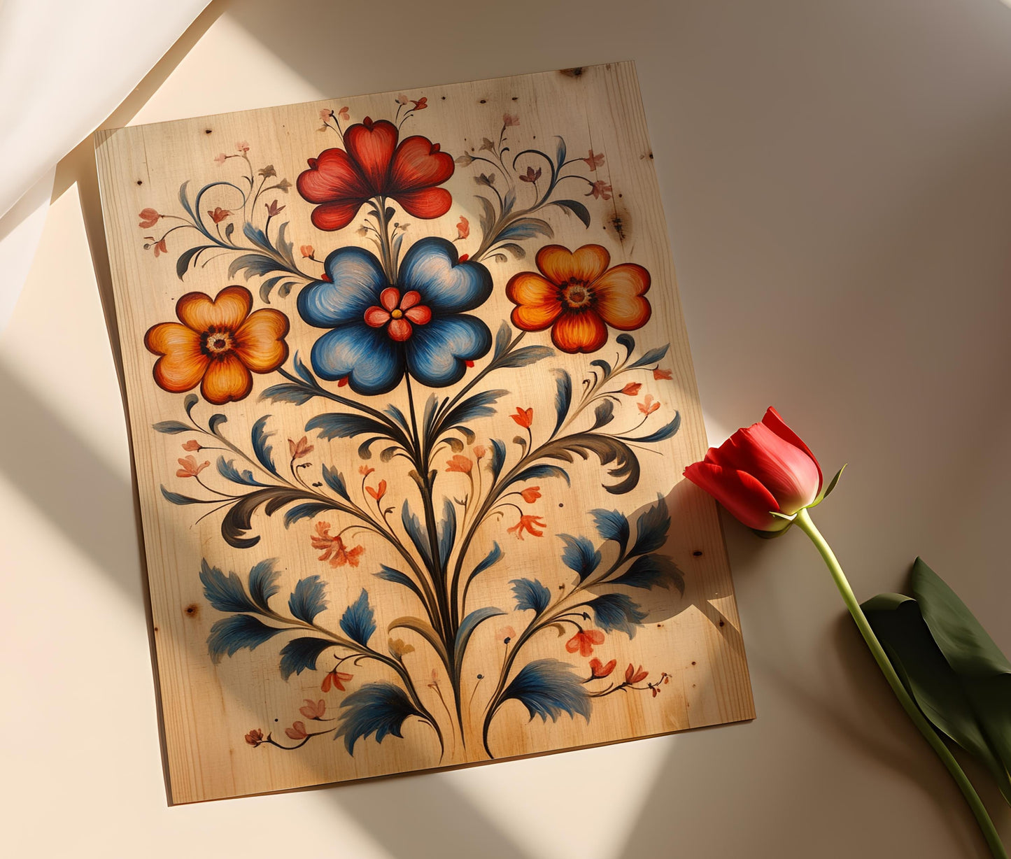 Affiche Scandinavian – Poster Art floral norvégien en rosemaling
