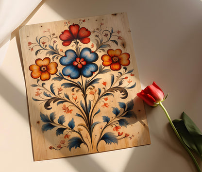 Affiche Scandinavian – Poster Art floral norvégien en rosemaling