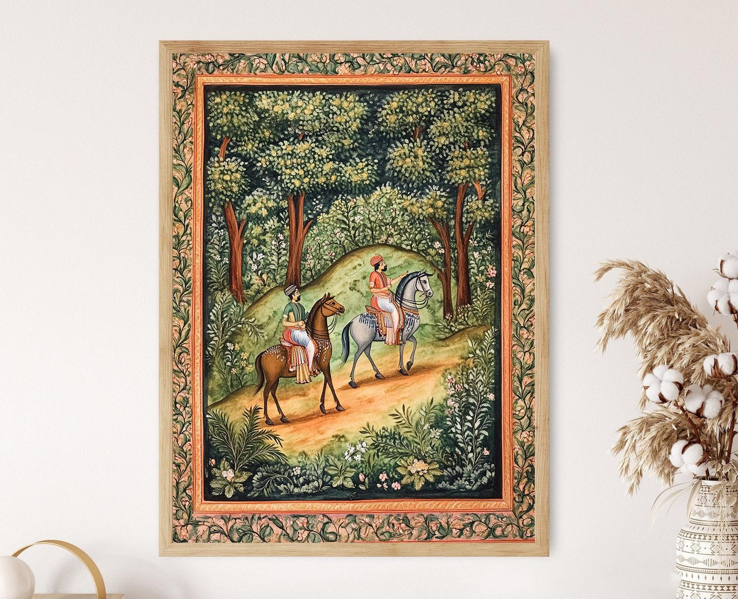 Affiche Scène de Chasse Rajput – Poster Miniature d'Art Indien Antique
