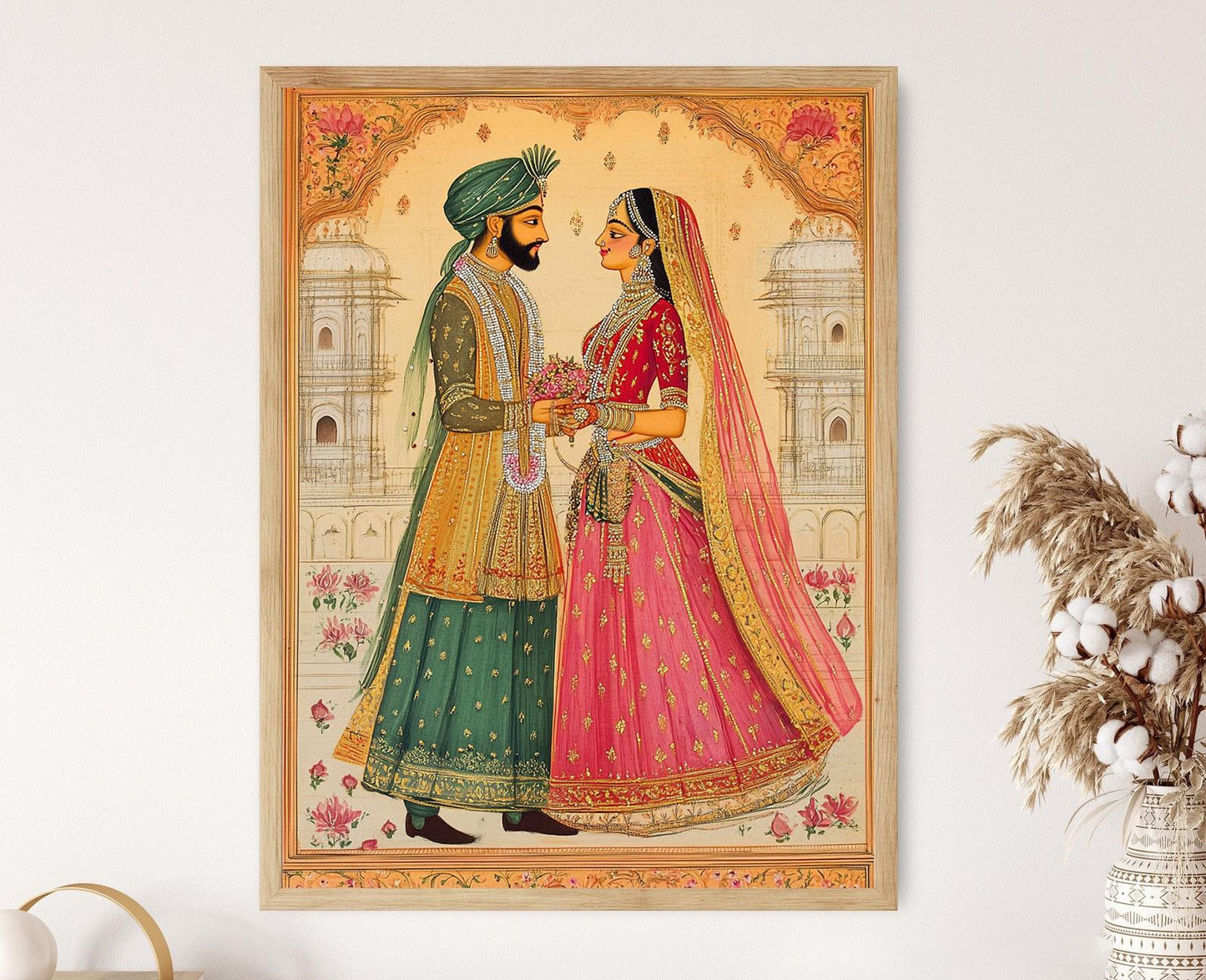 Affiche de Mariage Indien – Miniature Antique, Art Culturel Élégant