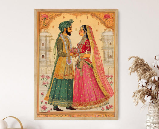 Affiche de Mariage Indien – Miniature Antique, Art Culturel Élégant